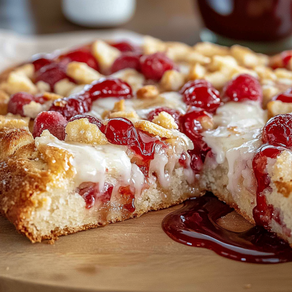 Recipe preparation for Cherry Dessert Pizza