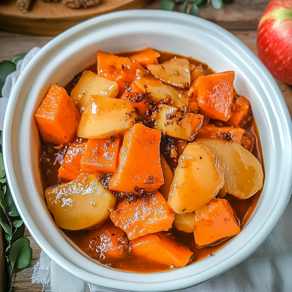 Recipe preparation for Sweet Potatoes and Apples