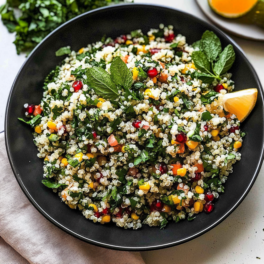 Recipe preparation for Brown Butter Quinoa Tabbouleh Salad