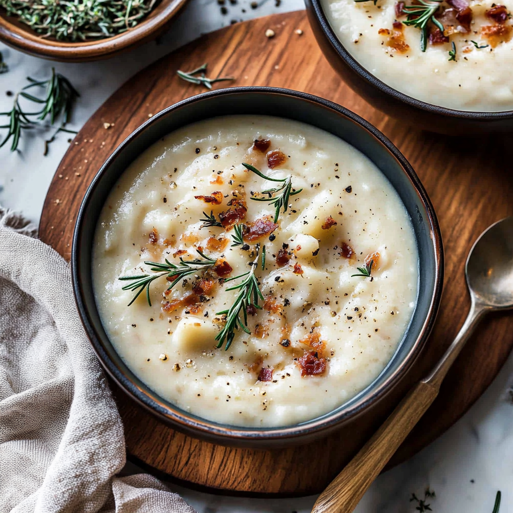 Recipe preparation for Slow Cooker Rosemary-Potato Soup