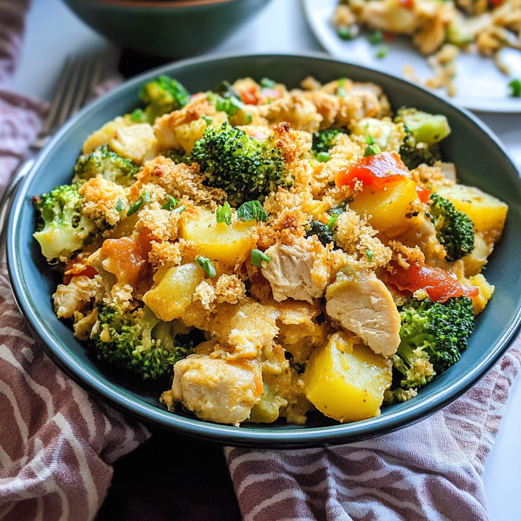 Recipe preparation for Chicken Broccoli Potato Casserole