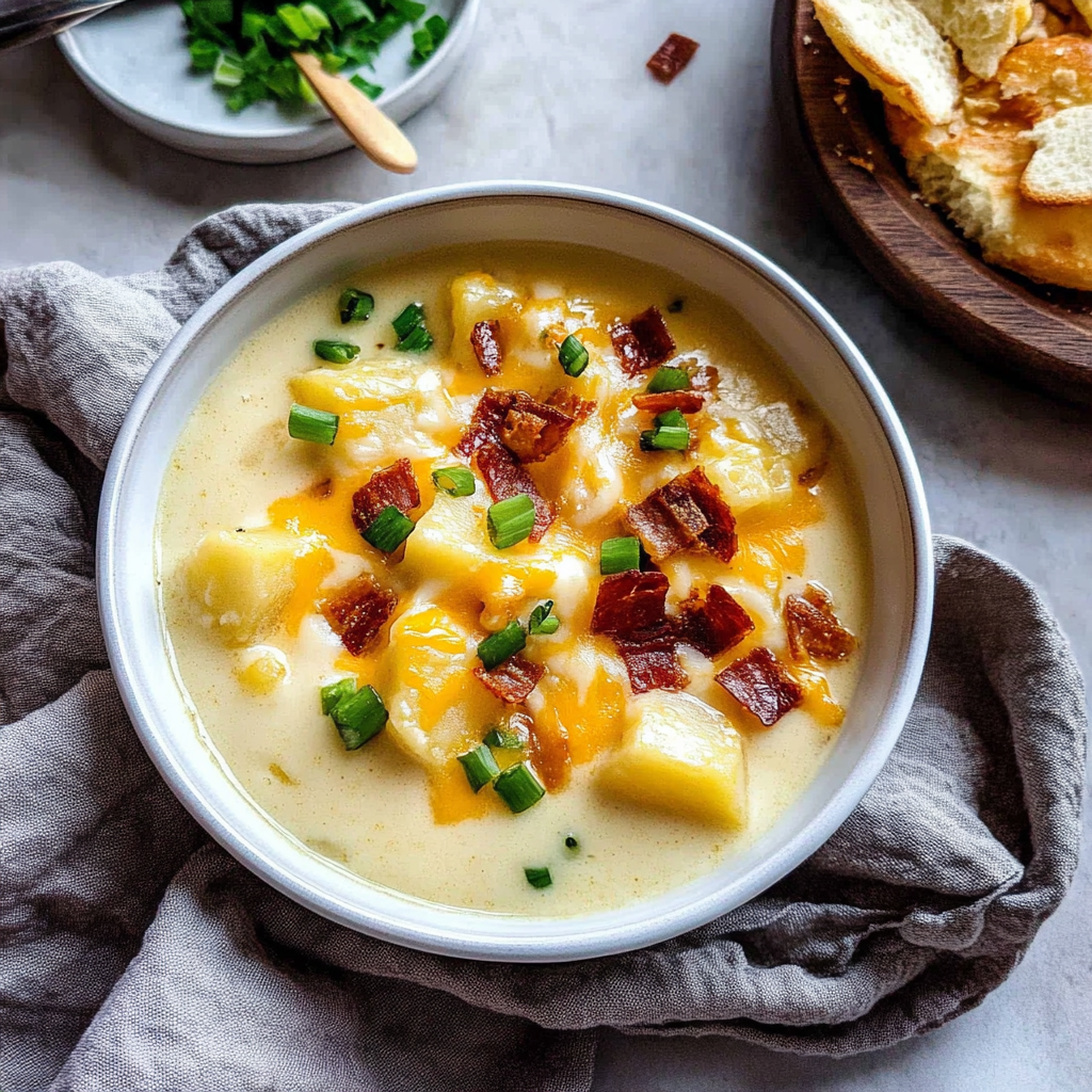 Recipe preparation for Loaded Cheesy Potato Soup