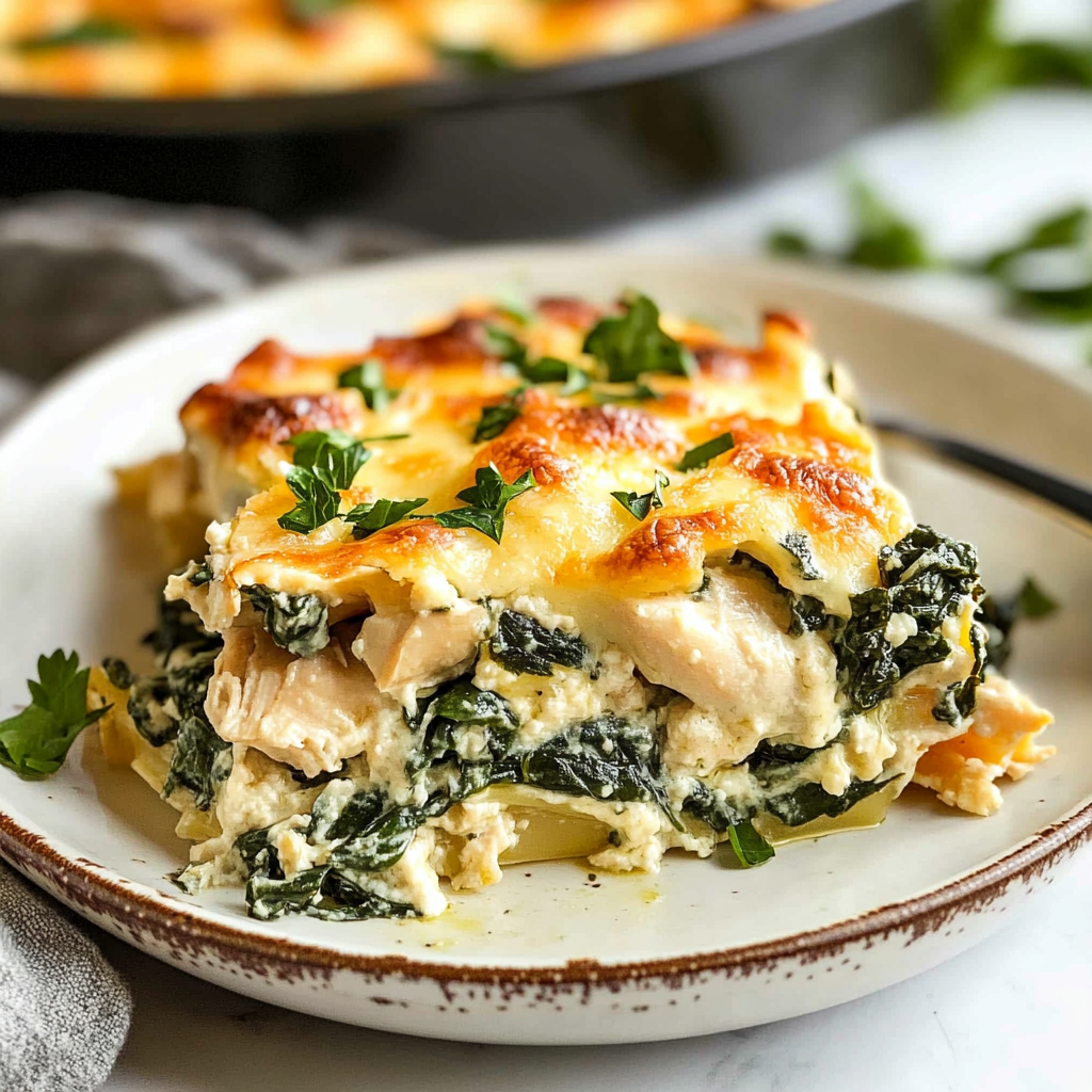 Recipe preparation for Chicken and Spinach Casserole with Cream Cheese