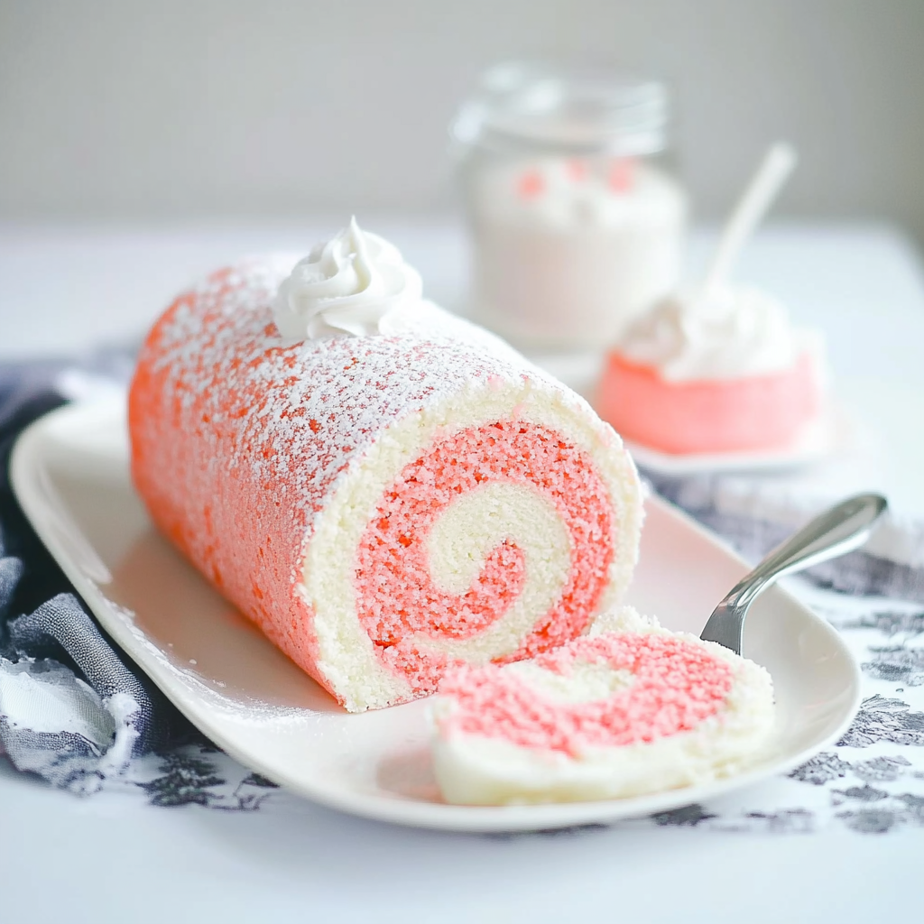 Recipe preparation for Pink Velvet Cake Roll