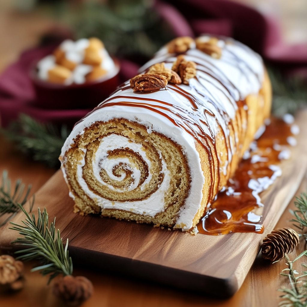 Recipe preparation for Ginger Bread Yule Log Cake