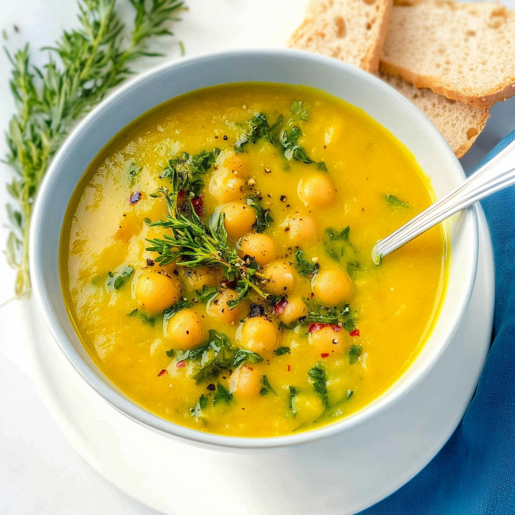 Recipe preparation for Butternut squash and chickpea soup
