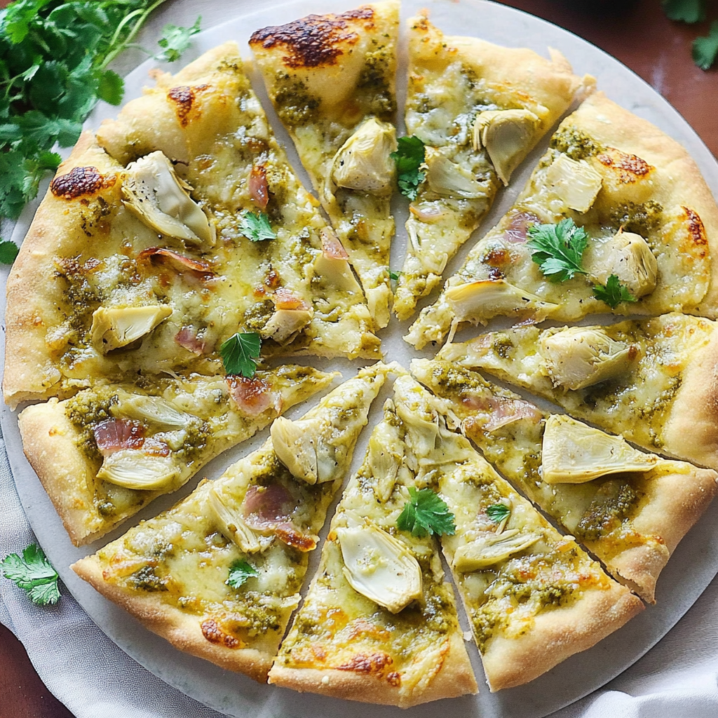 Recipe preparation for Artichoke Pizza