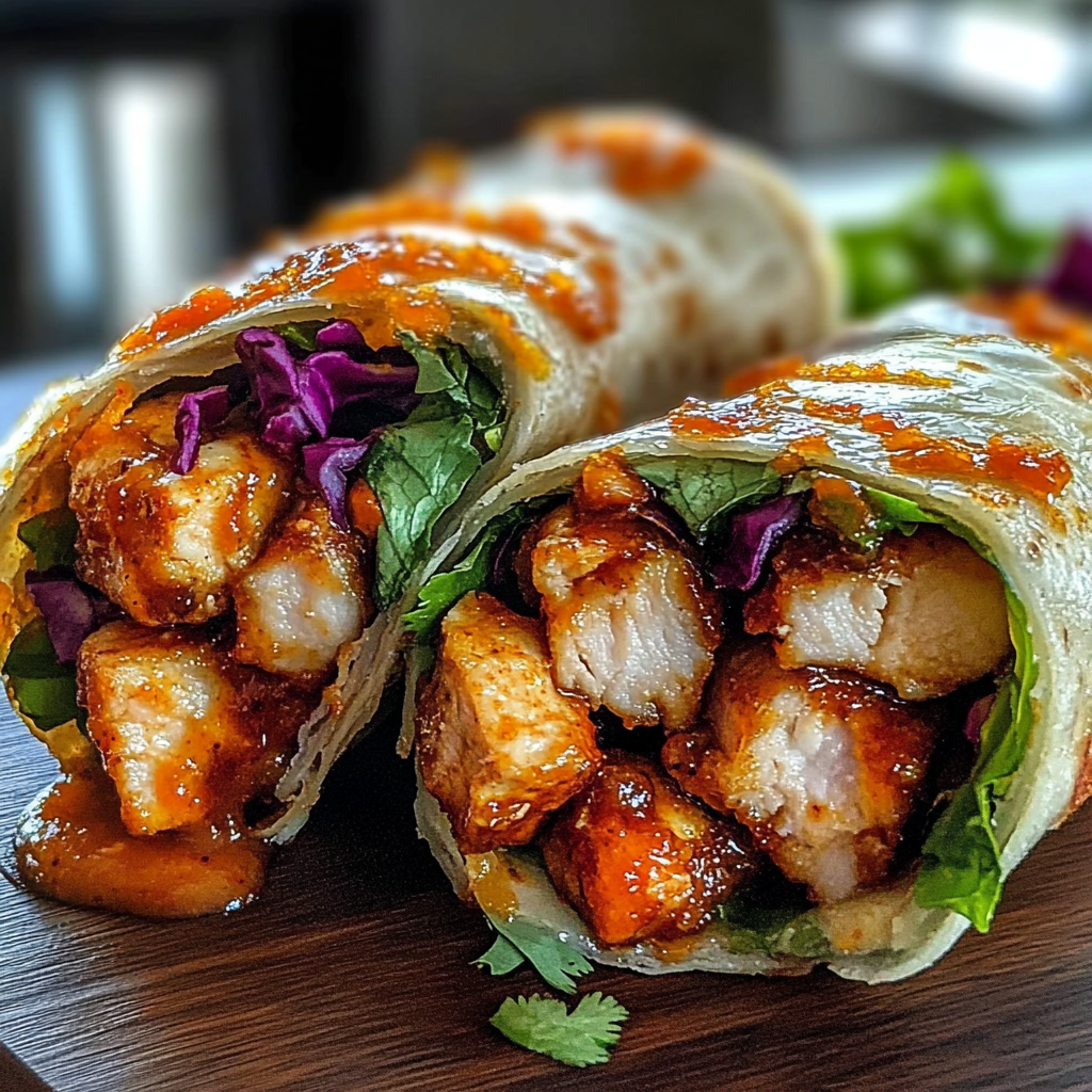 Recipe preparation for Sweet Chili Chicken Wraps