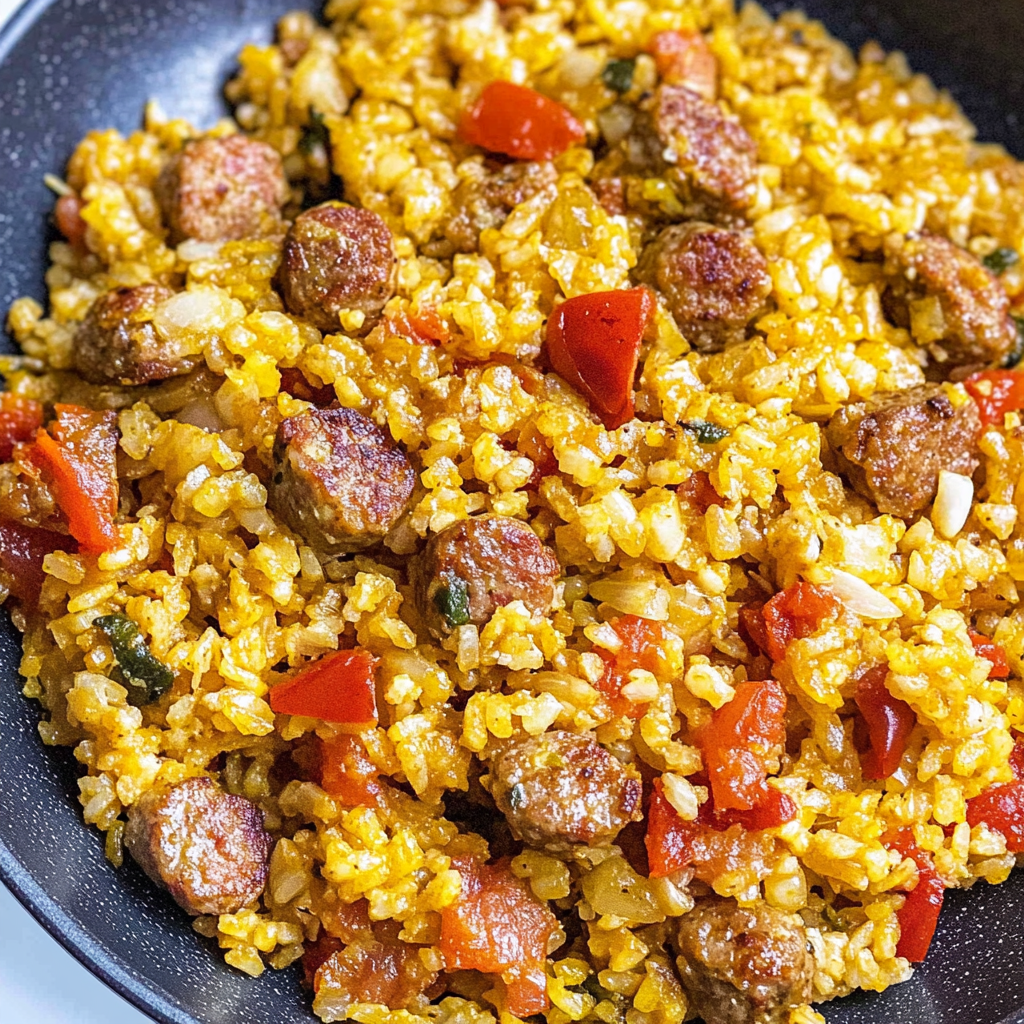 Recipe preparation for Sausage Cauliflower Rice Skillet