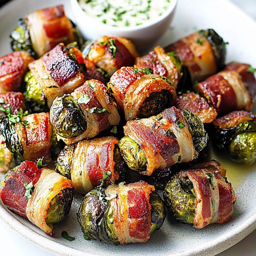 Recipe preparation for Bacon Wrapped Brussels Sprouts