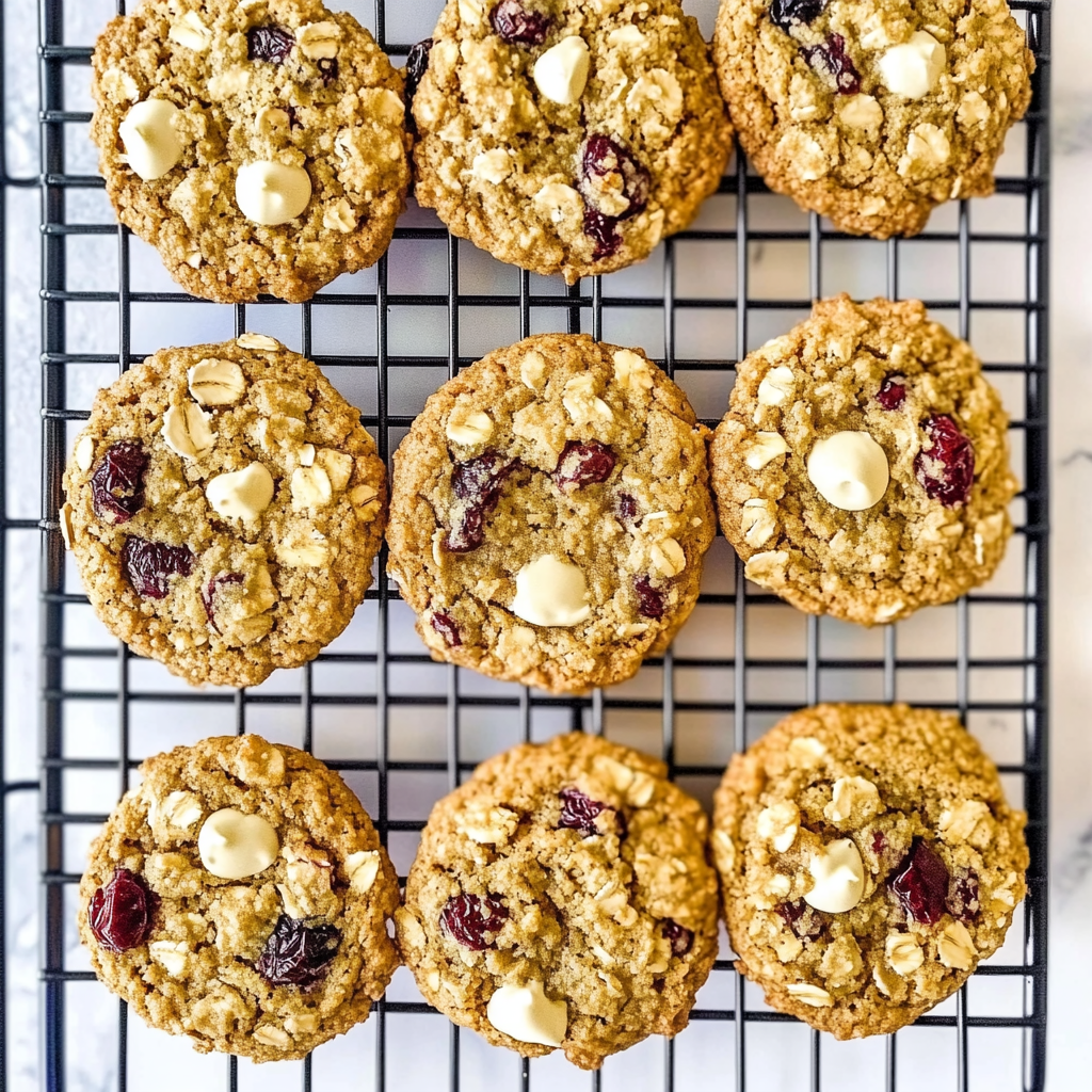 Recipe preparation for White Chocolate Cranberry Oatmeal Cookies