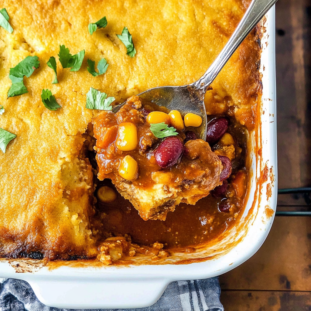 Recipe preparation for Chili Cornbread Casserole