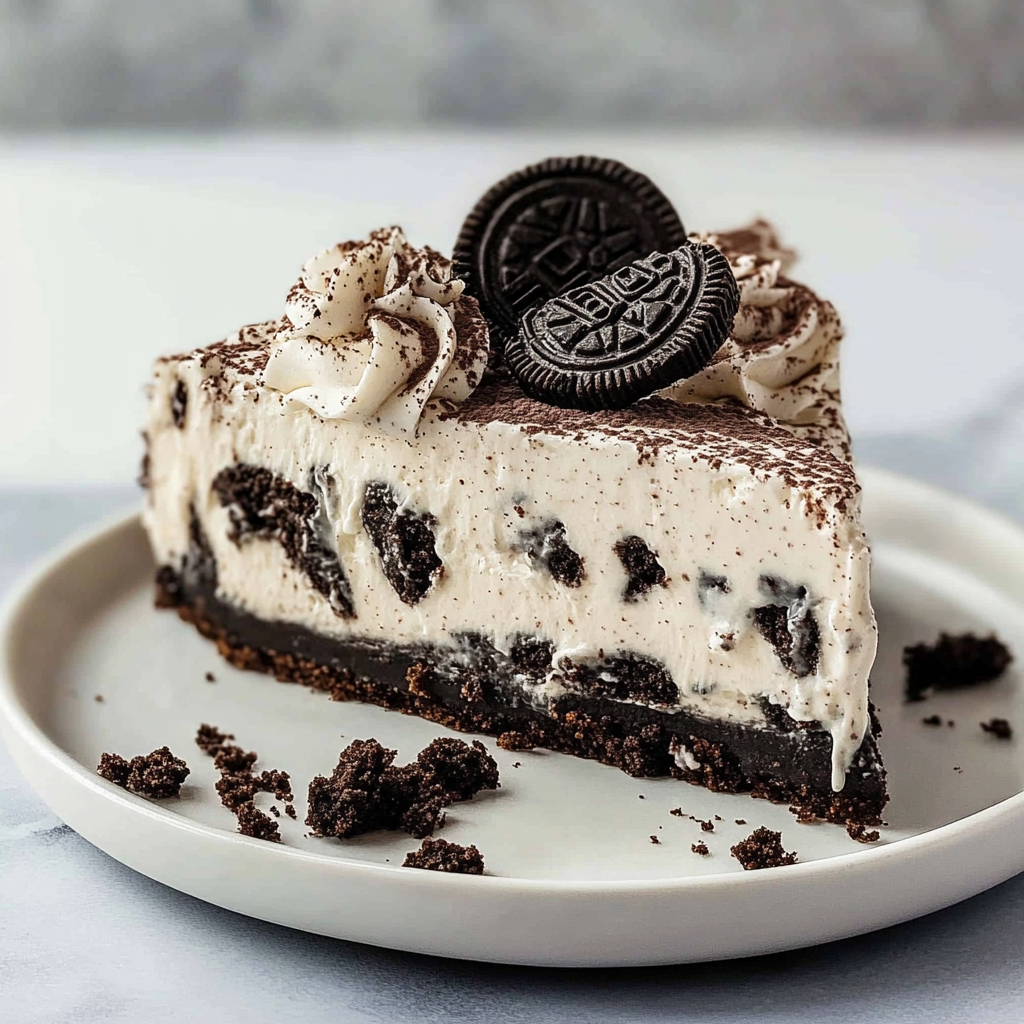 Recipe preparation for The Best No Bake Oreo Pie