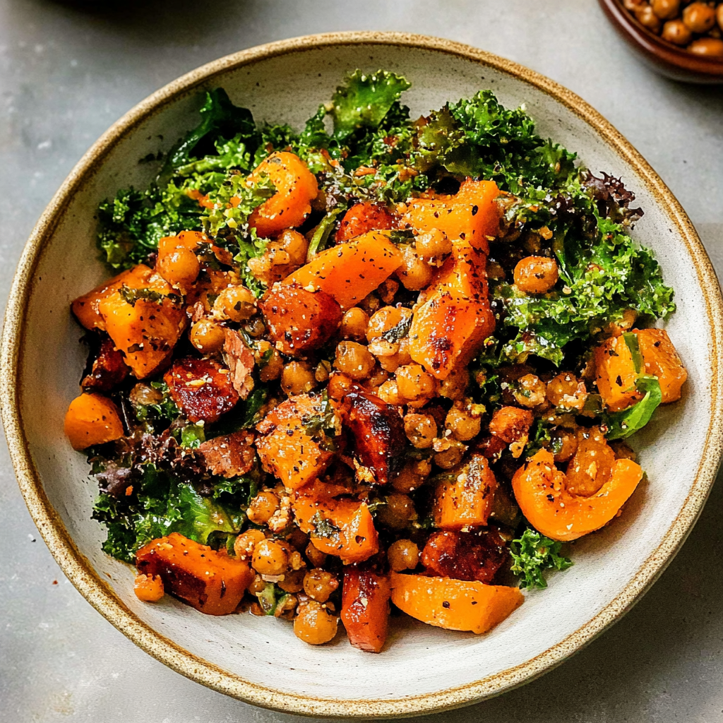 Recipe preparation for Roast Pumpkin Salad with Chorizo