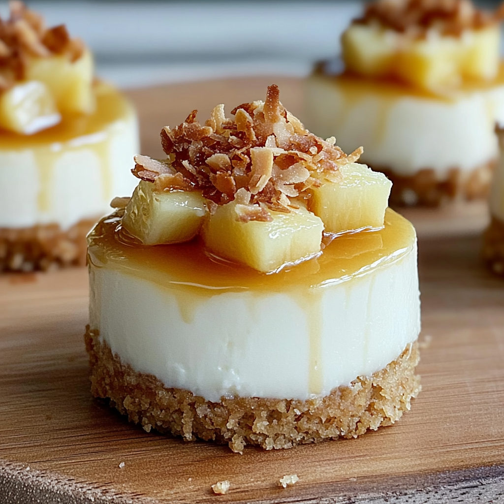 Recipe preparation for Mini Pineapple Coconut Cheesecakes