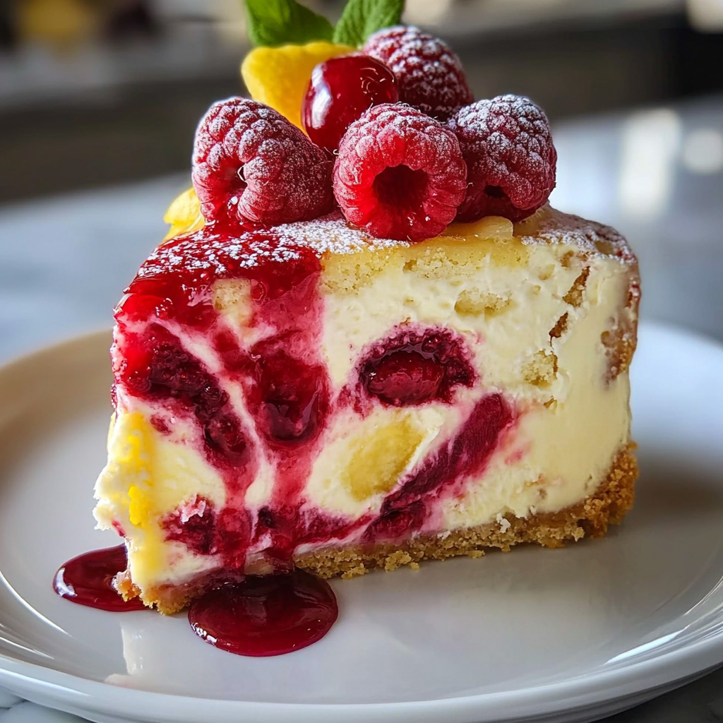 Recipe preparation for Luscious Lemon Raspberry Swirl