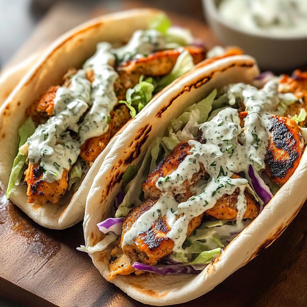 Recipe preparation for Chicken Pitas with Herby Slaw