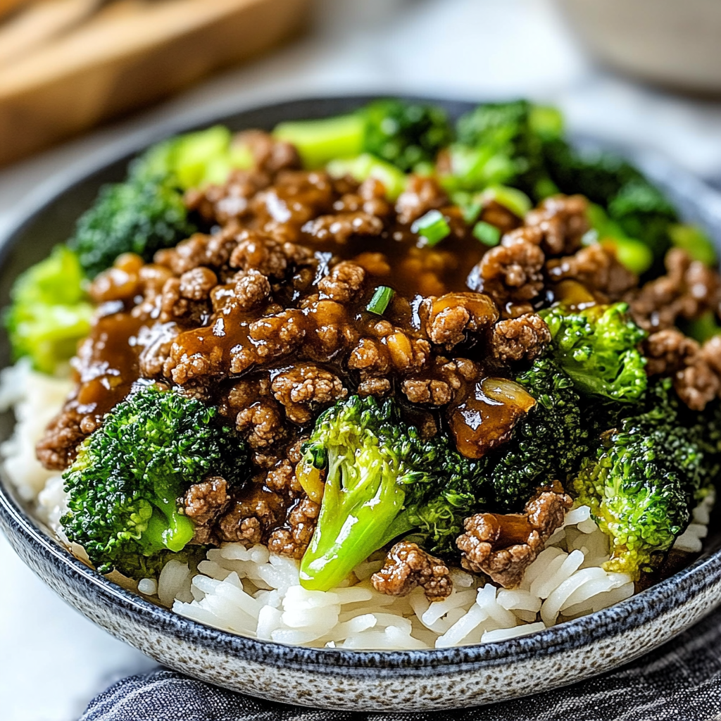Recipe preparation for Honey Garlic Ground Beef and Broccoli Stir