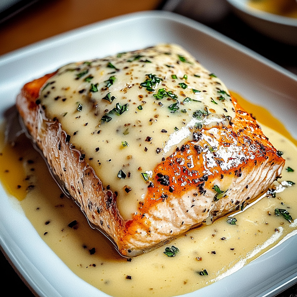 Recipe preparation for Baked Boursin Salmon