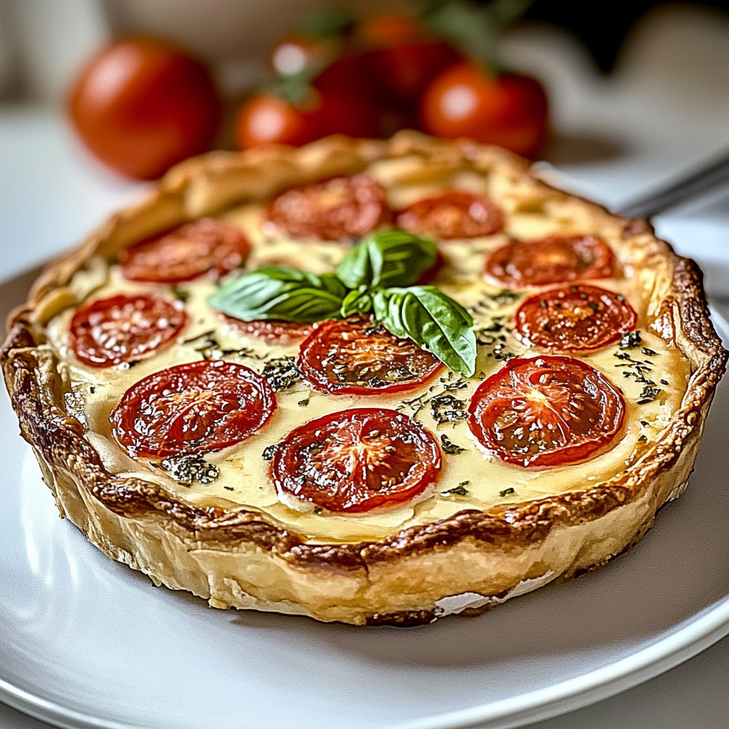 Recipe preparation for Creamy Tomato Pie
