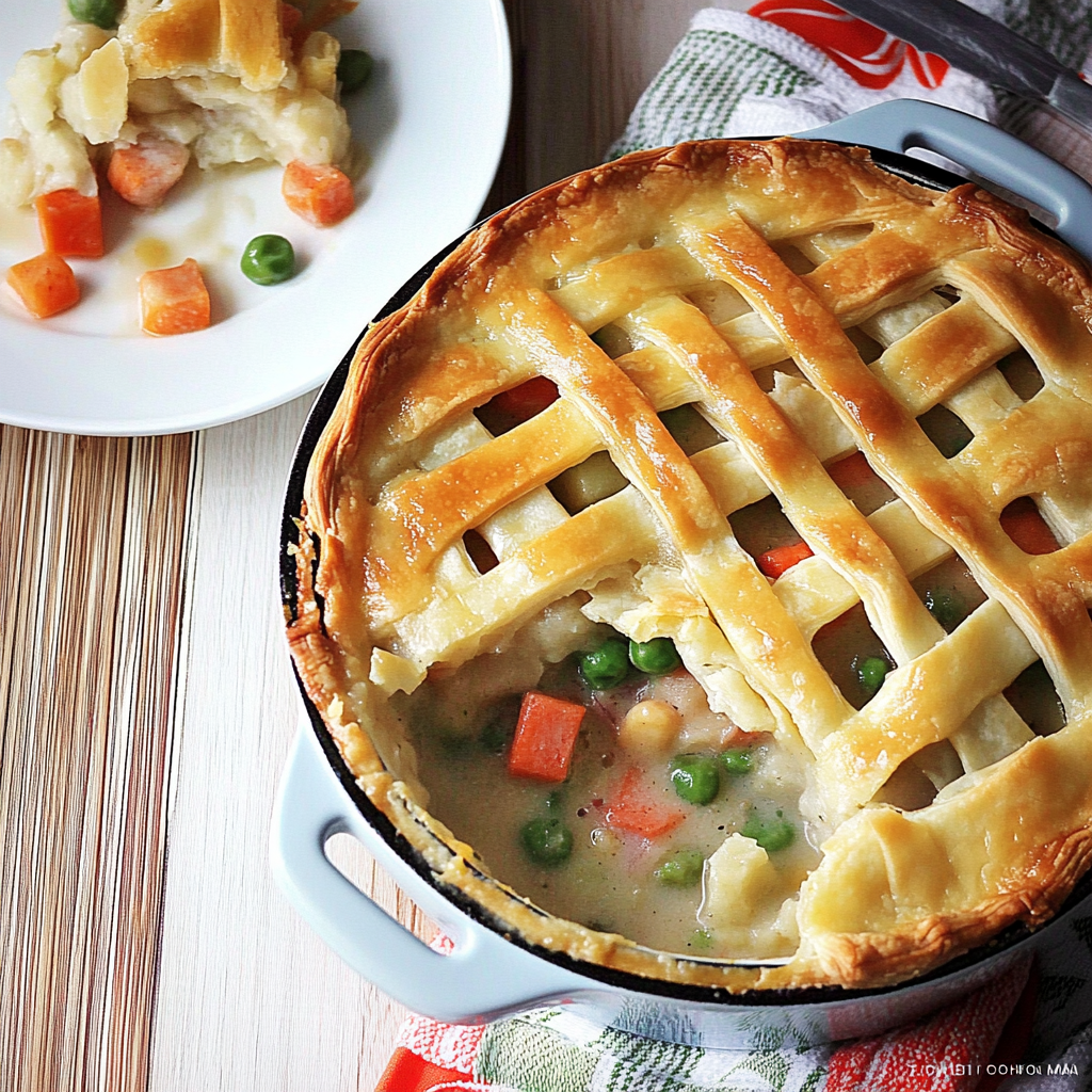 Recipe preparation for Curried Veggie Lattice Pot Pie
