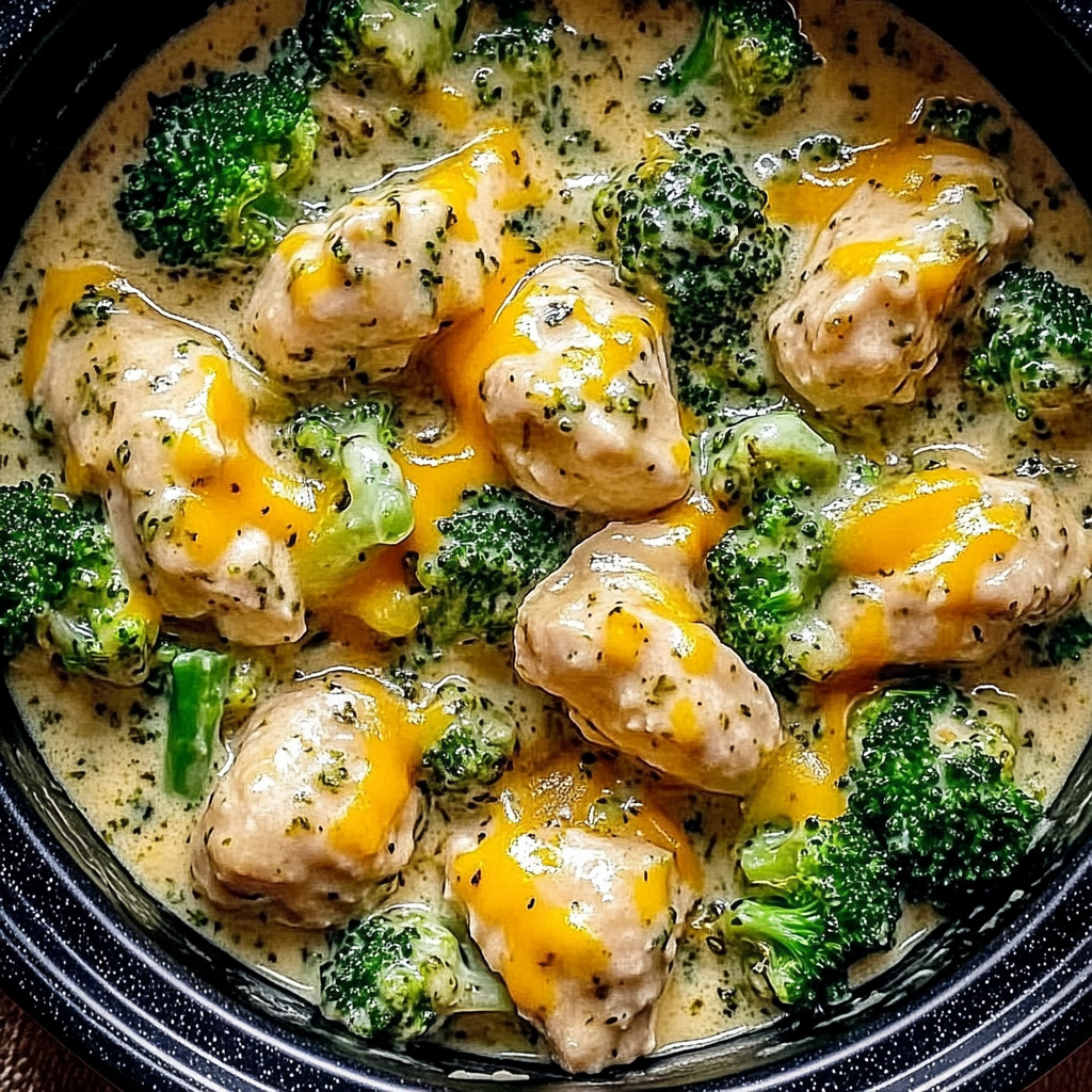 Recipe preparation for Crockpot Creamy Broccoli Cheddar Chicken