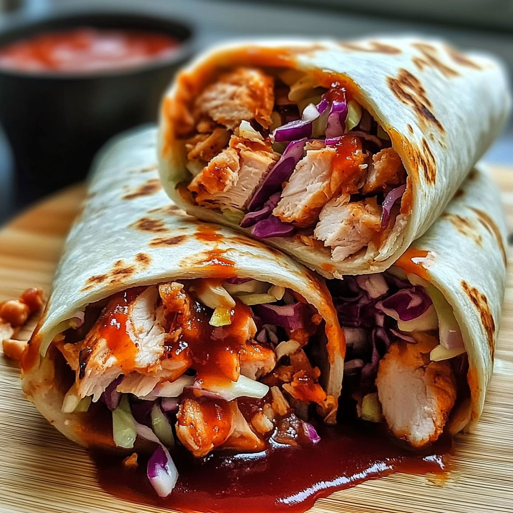 Recipe preparation for BBQ Chicken Coleslaw Wraps