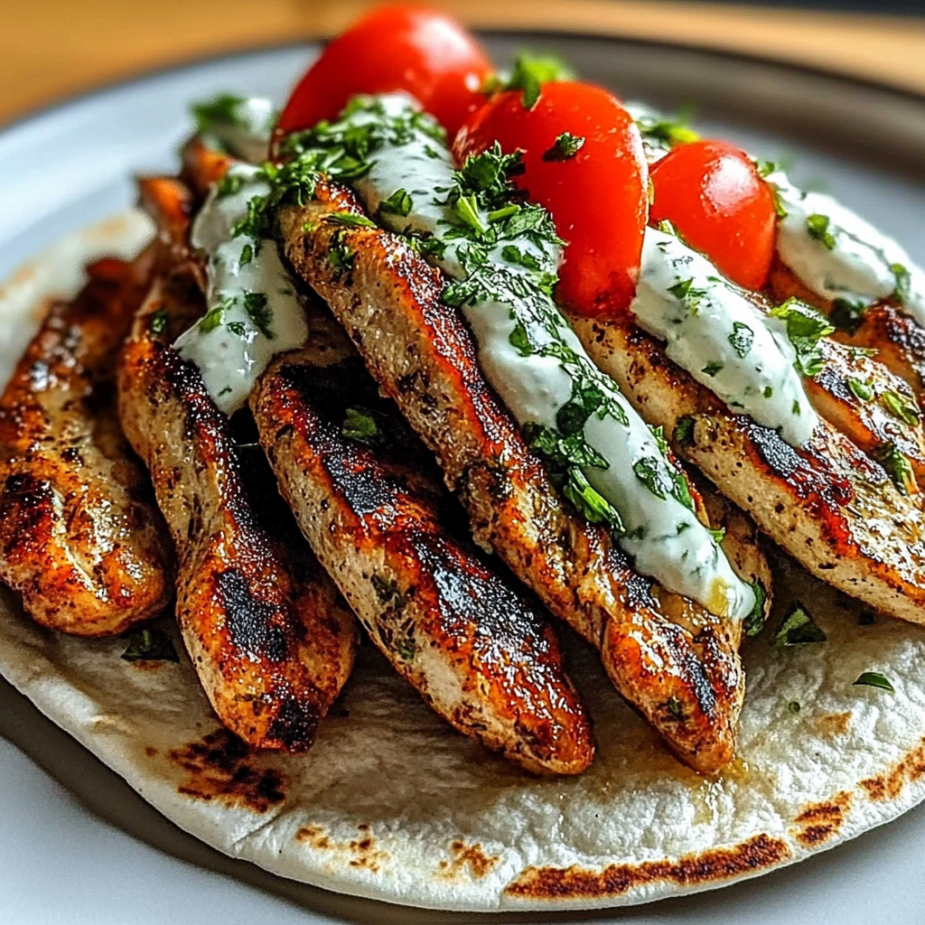 Recipe preparation for Greek Chicken Gyros Lemon Herb