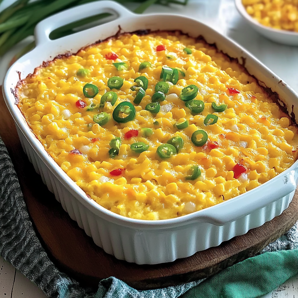 Recipe preparation for Classic Corn Casserole with Jalapeños