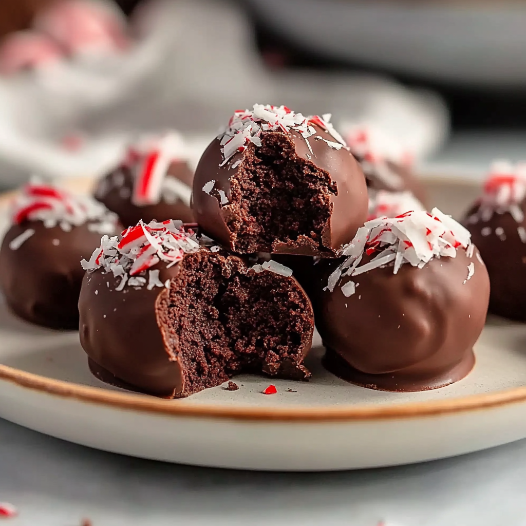 Recipe preparation for Peppermint Chocolate Truffles