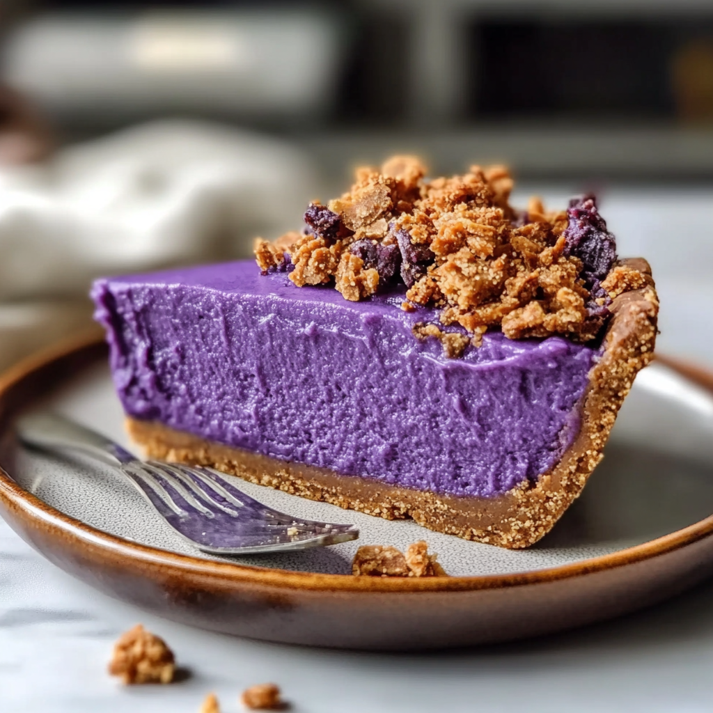 Recipe preparation for Gluten-Free Purple Sweet Potato Pie with Gingerbread Crust