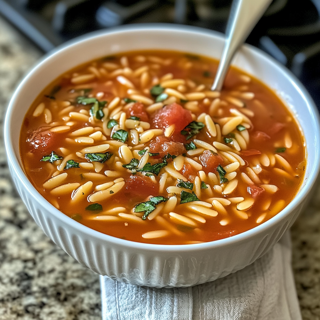 Recipe preparation for Tomato Orzo Soup