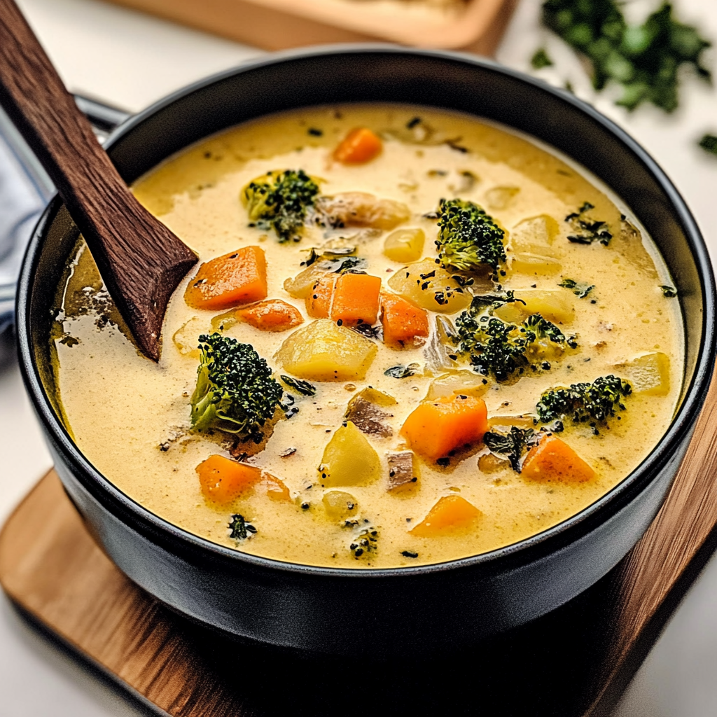 Recipe preparation for One Pot Creamy Vegetable Soup