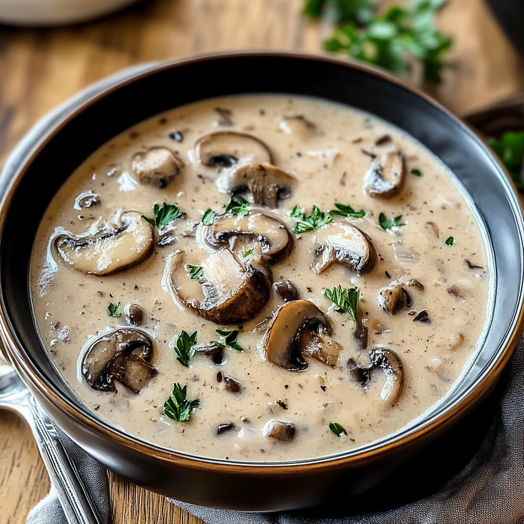 Recipe preparation for Creamy Mushroom Soup