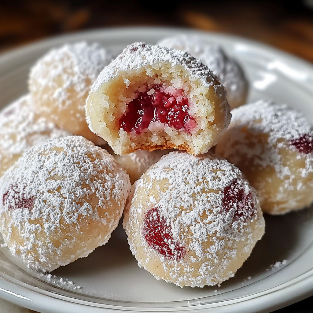 Recipe preparation for Raspberry Almond Snowball Cookies