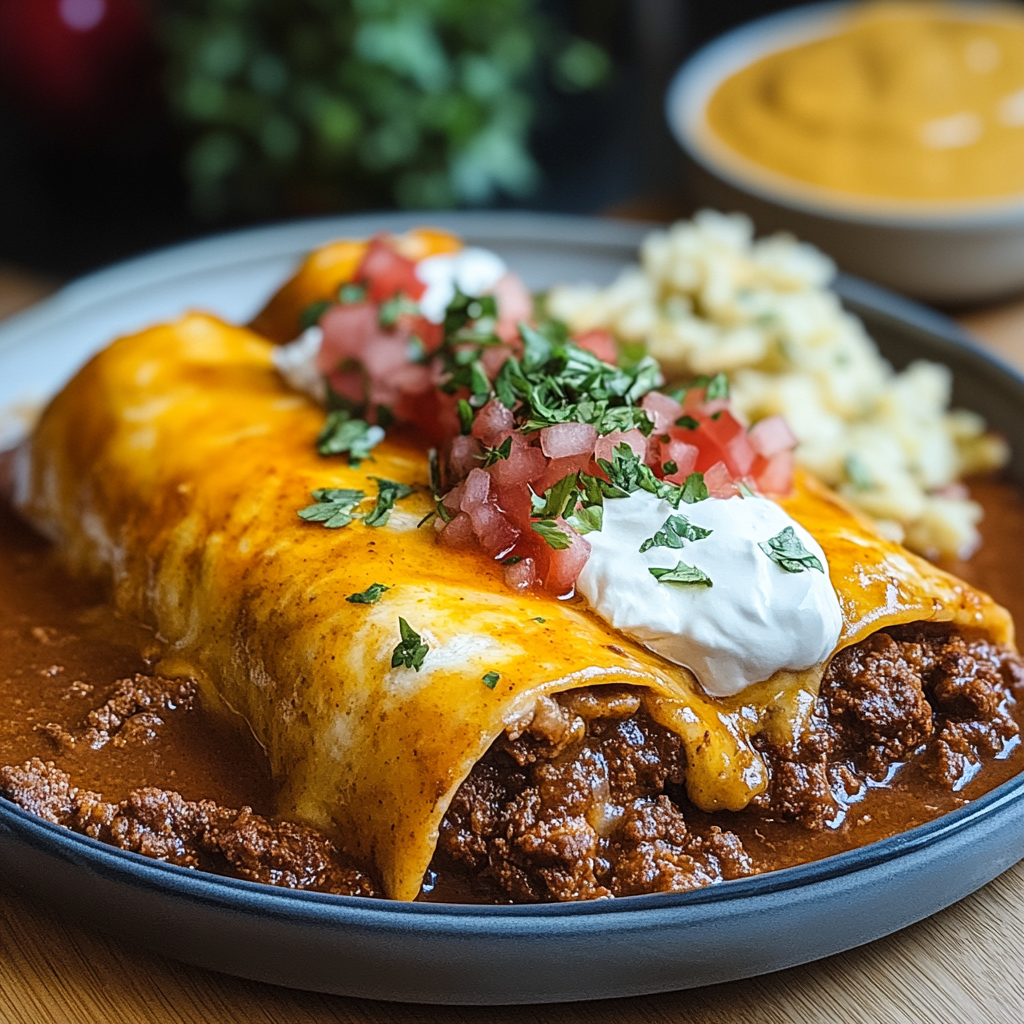 Recipe preparation for Saucy Wet Baked Burritos