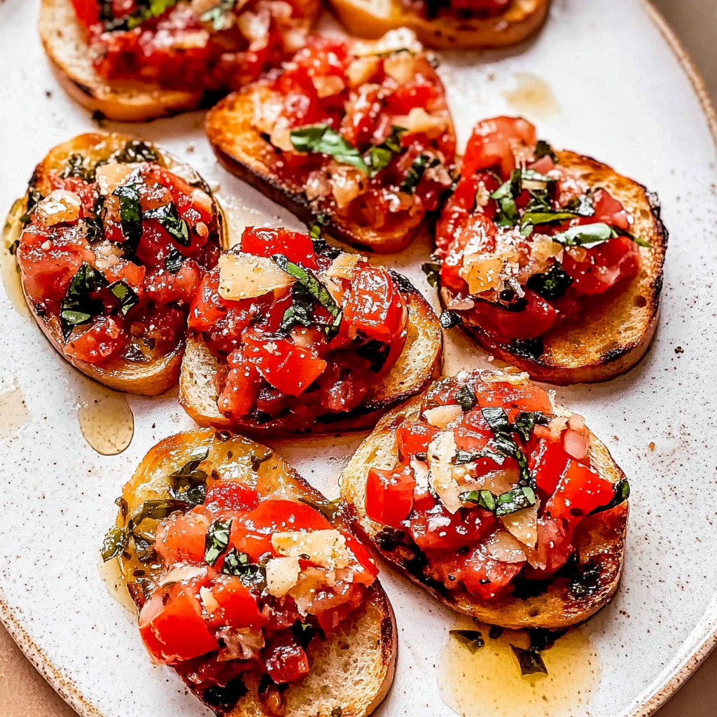 Recipe preparation for Garlic Bread Bruschetta Recipe