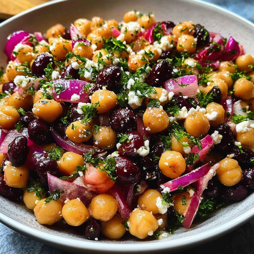 Recipe preparation for Chickpeas Black Beans Salad