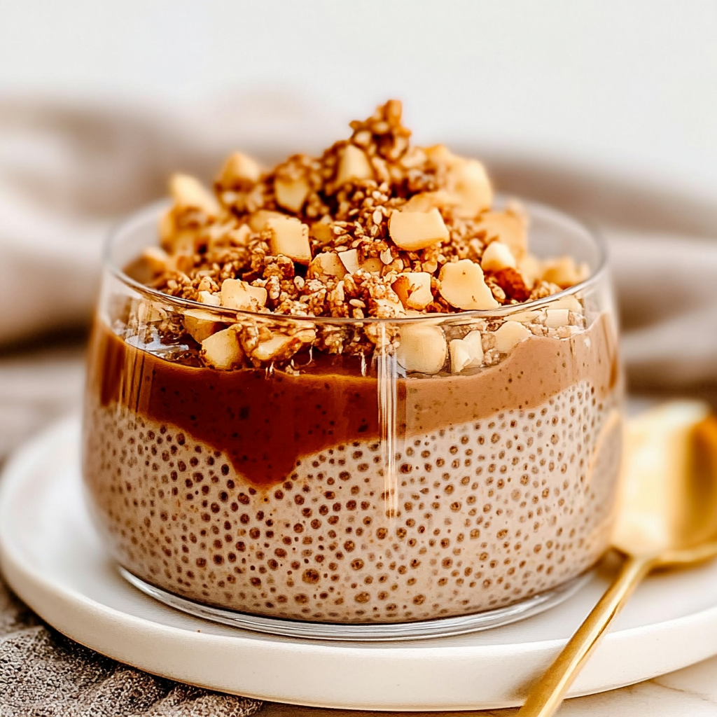 Recipe preparation for Apple Crumble Chia Pudding