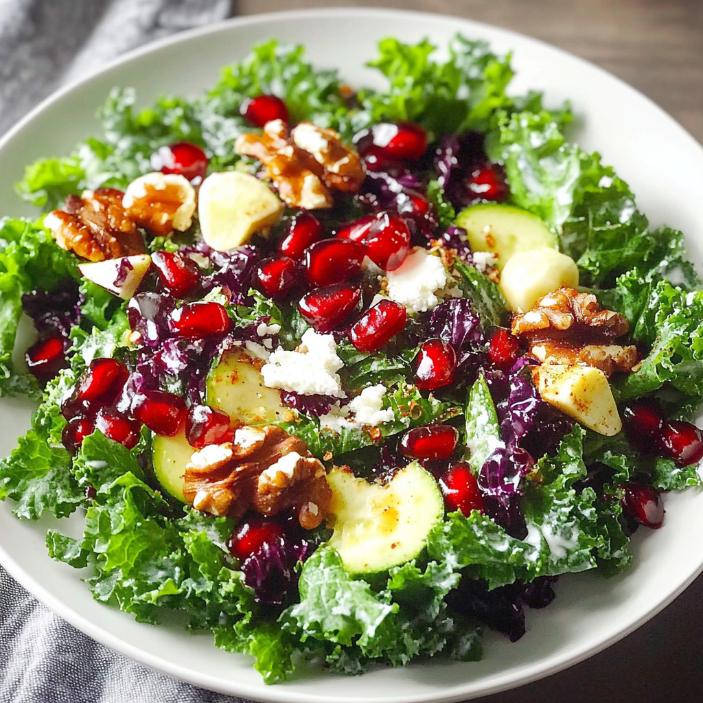 Recipe preparation for Winter Pomegranate Kale Salad