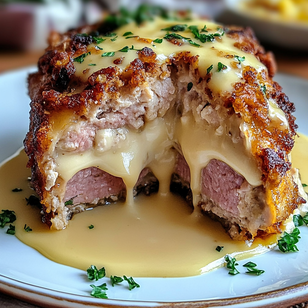 Recipe preparation for Chicken Cordon Bleu Meatloaf