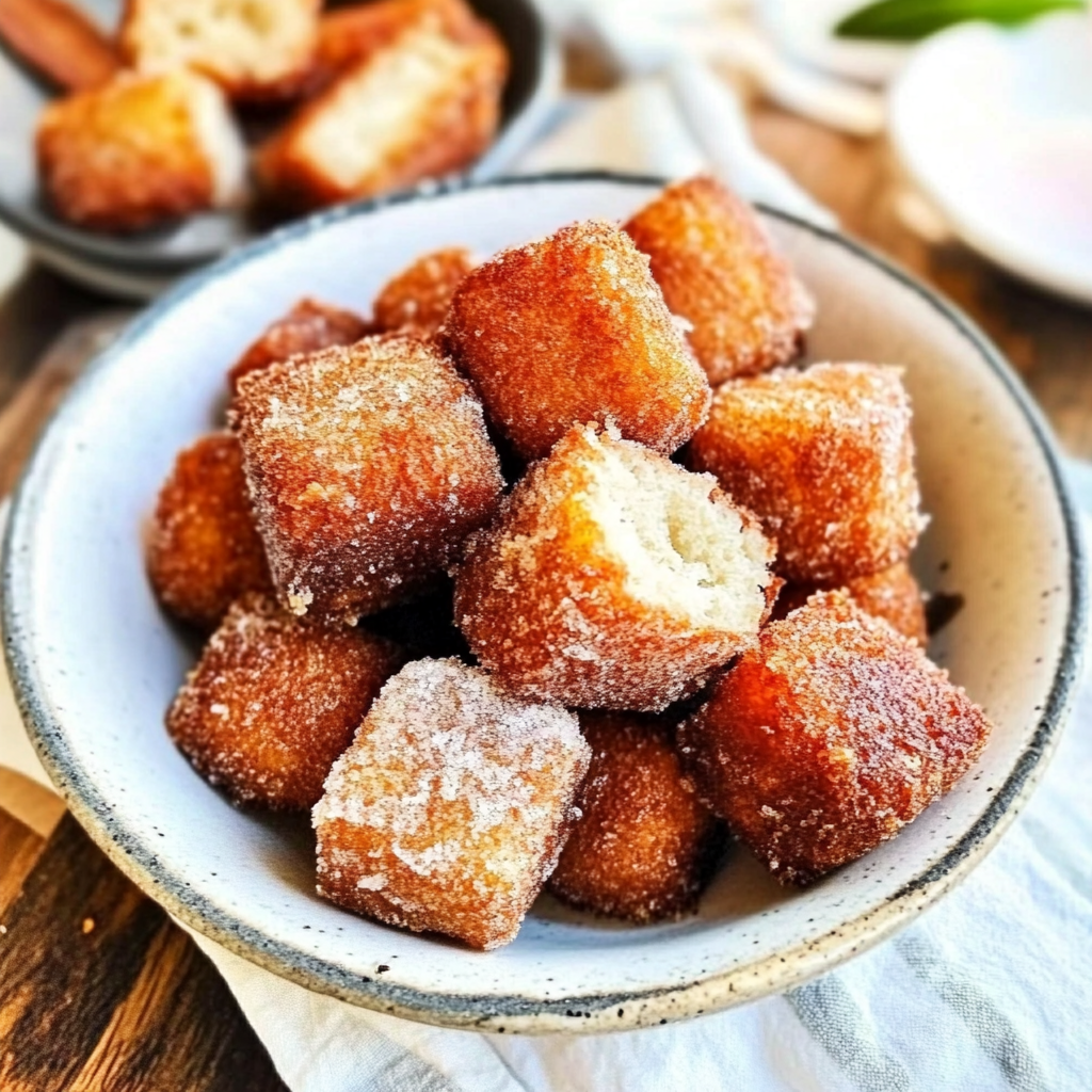 Recipe preparation for Crispy Angel Cake Churro Bites