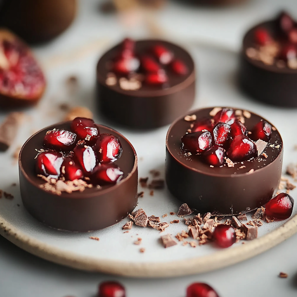 Recipe preparation for Easy Pomegranate Dark Chocolate Bites