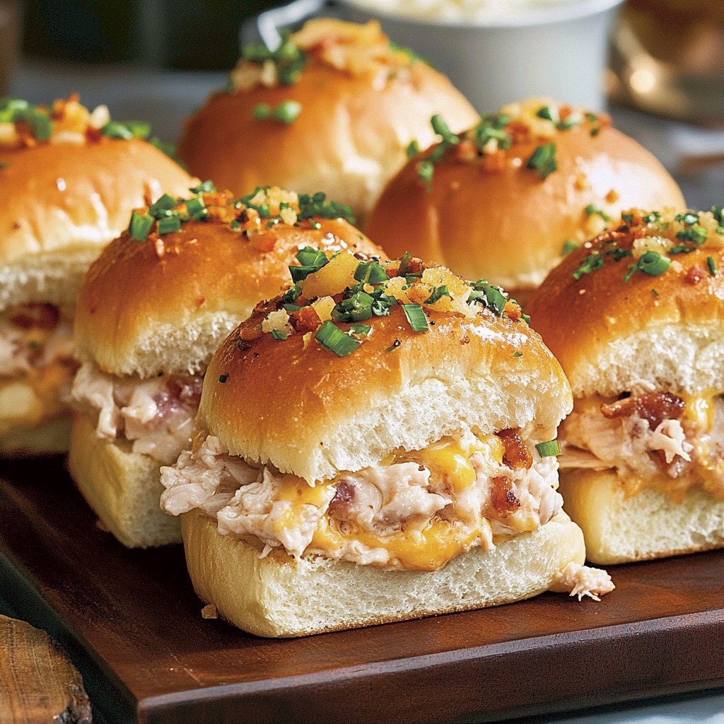 Recipe preparation for Creamy Chicken Bacon Sliders