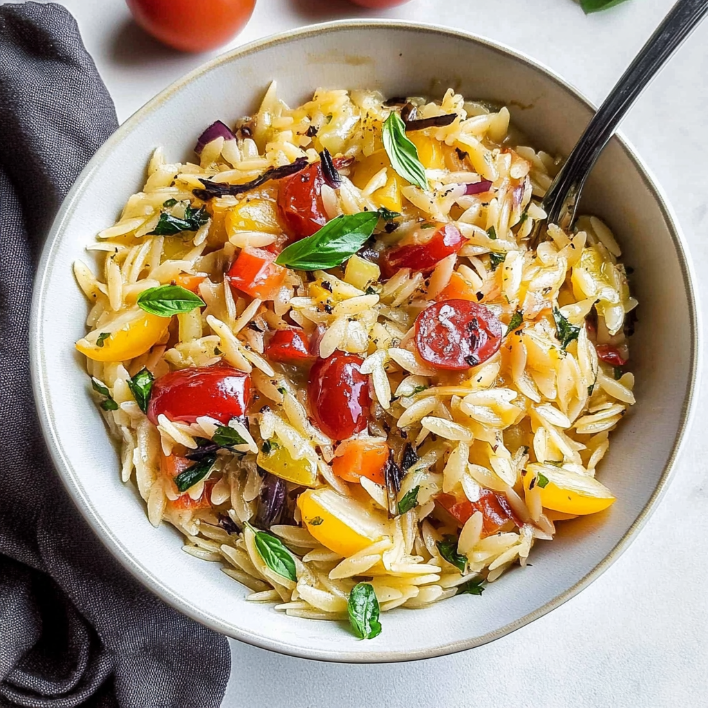 Recipe preparation for Roasted Vegetable Orzo