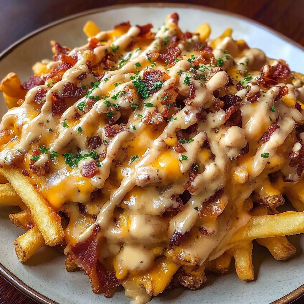 Recipe preparation for Cheesy Bacon Loaded Fries