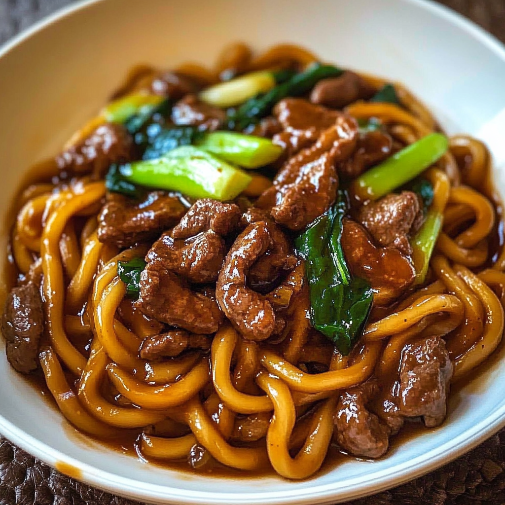 Recipe preparation for Beef Black Pepper Udon