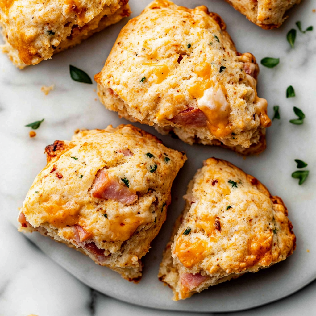 Recipe preparation for Savory Ham & Cheese Scones