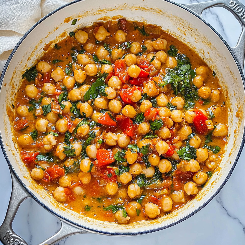 Recipe preparation for Marry Me Chickpeas