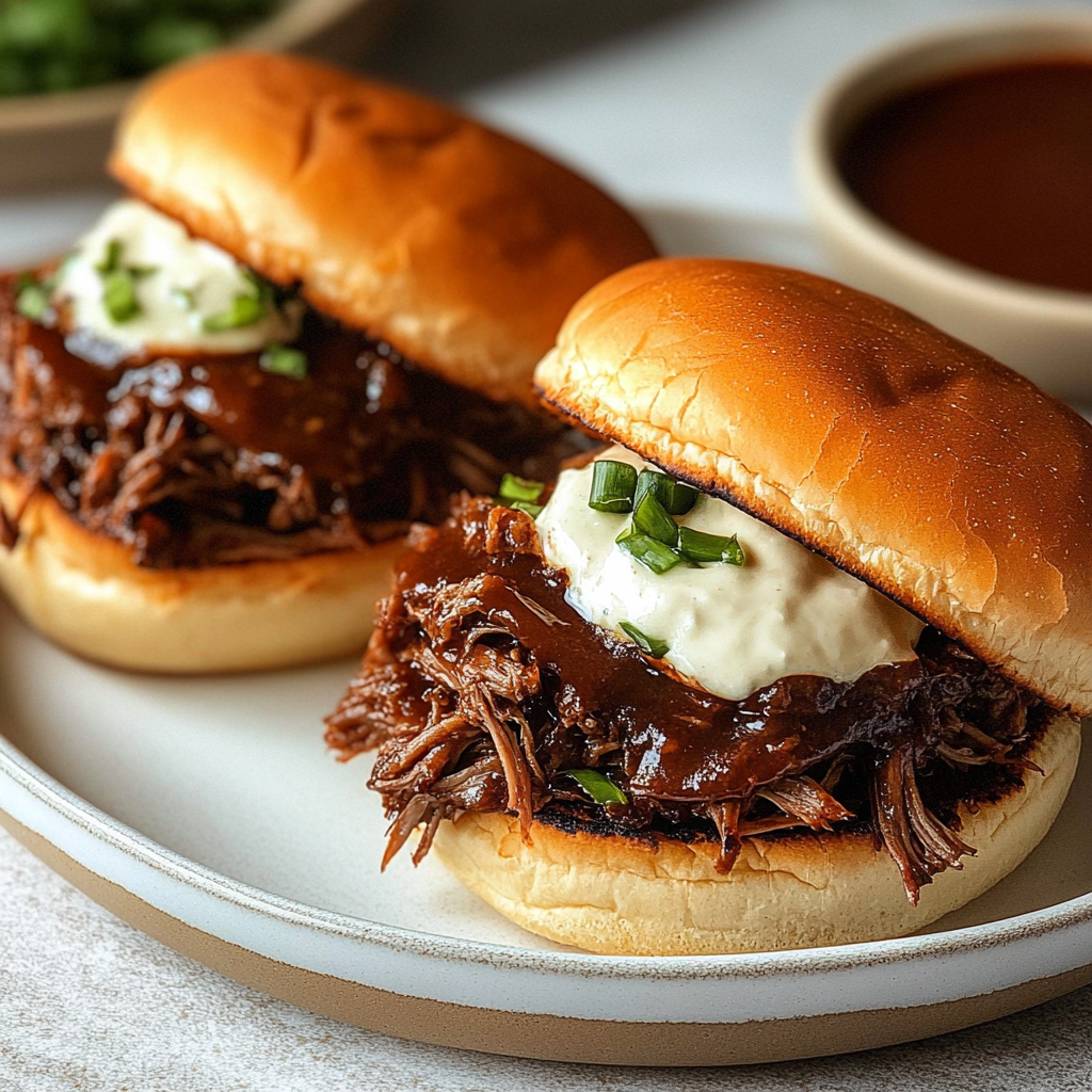 Recipe preparation for BBQ Pulled Beef Sandwiches